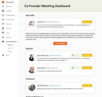 Y Combinator Co-founder Matching