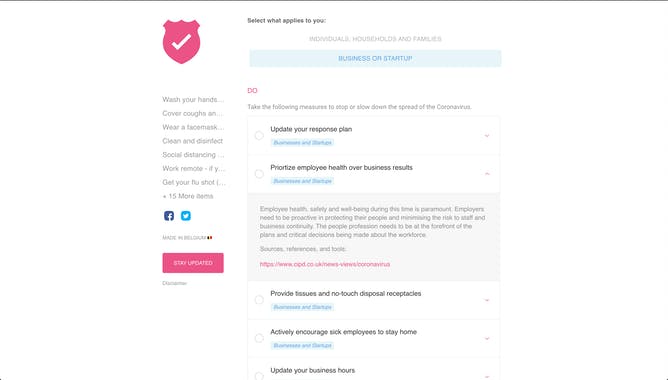 Coronavirus checklist