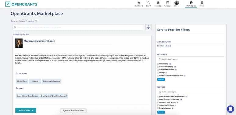 OpenGrants Marketplace