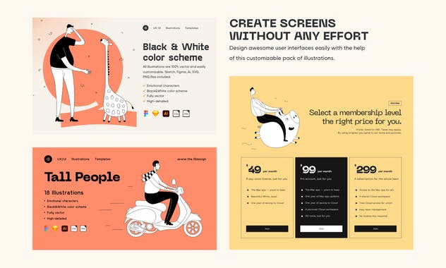 Tall People Illustrations