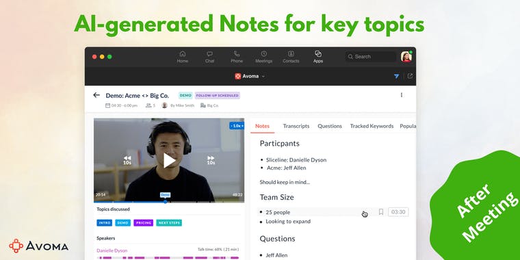 Avoma Assistant for Zoom Apps