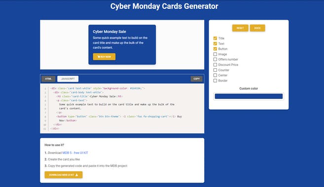 Cyber Monday Deals Generator