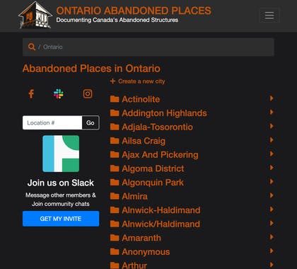 Ontario Abandoned Places