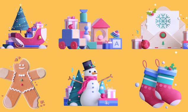 Free Christmas icons in 3D