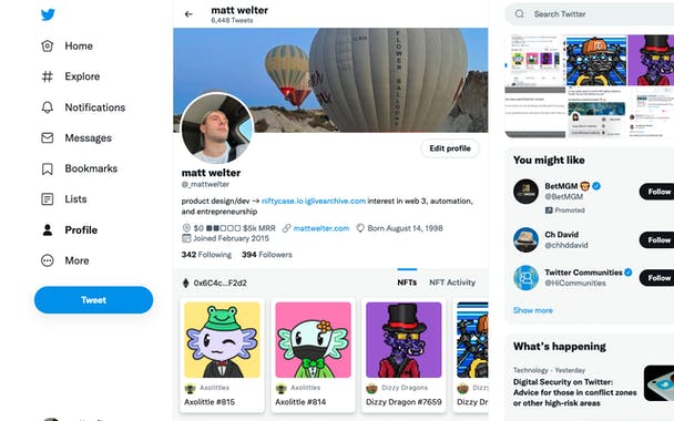 Display NFT Collection on Twitter