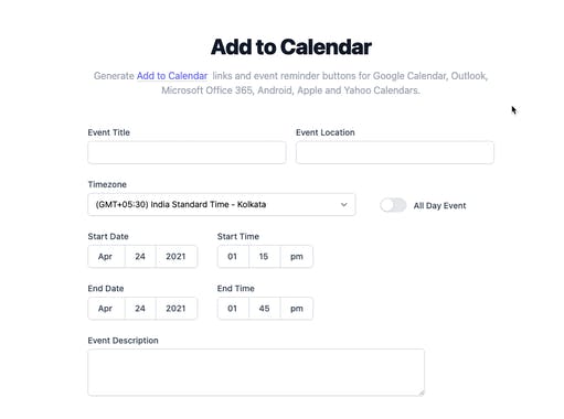 Add to Calendar Link Generator