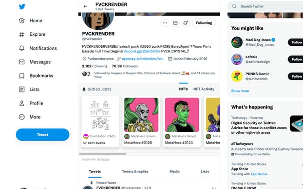 Display NFT Collection on Twitter