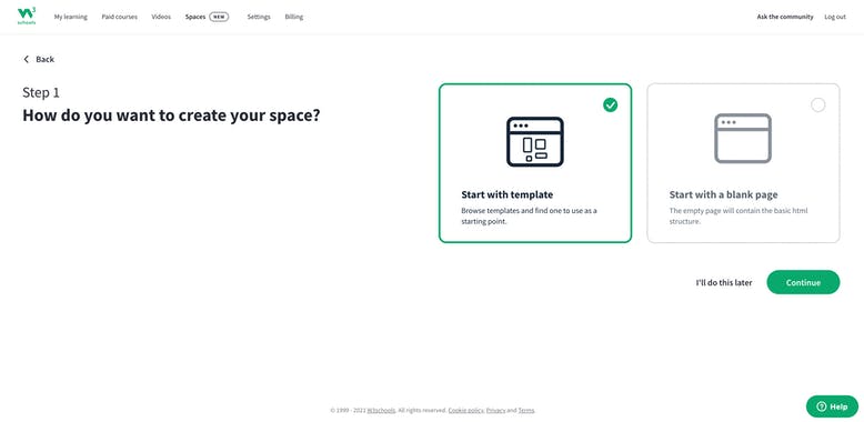 W3Schools Spaces